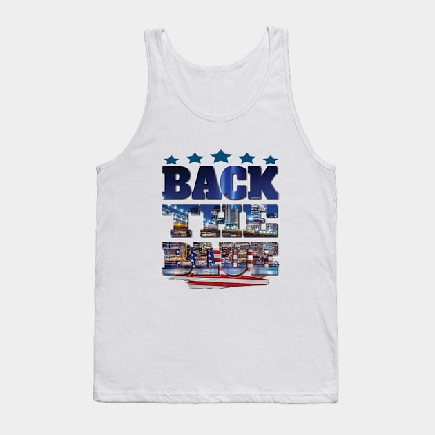 Show Police Support Thin Blue Line Back the Blue American Flag Gifts NYC Tank Top by Envision Styles